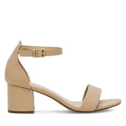 Sandały JENNY. Brązowe sandały Jenny, bez wzorów, bez obcasa, na słupku, bez zapięcia. Za 119.99 zł.