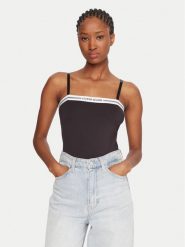 Guess Jeans Body W5BP26 K1092 Czarny Slim Fit. Czarne body i gorsety Guess Jeans, z aplikacjami, z jeansu, bez ramiączek. Za 189.99 zł.