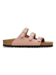 Birkenstock Skórzane klapki "Florida" w kolorze jasnoróżowym rozmiar: 38. Różowe klapki Birkenstock, bez wzorów, z nubiku, klasyczne, z otwartym noskiem, bez obcasa, bez zapięcia. Za 434.51 zł.
