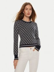 Guess Sweter Lise W4BR21 Z37K0 Granatowy Regular Fit. Niebieskie swetry Guess, xl, z aplikacjami, z wiskozy, bez ramiączek. Za 429.99 zł.