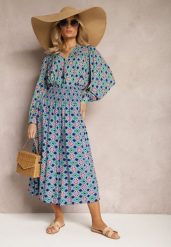 Niebieskie Szerokie Spodnie Culottes z Bawełnianej Tkaniny w Mozaikowy Wzór Miratte. Niebieskie jeansy Renee, l, z aplikacjami, z bawełny, eleganckie. W wyprzedaży za 29.99 zł.