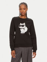 KARL LAGERFELD Bluza Ikonik 2.0 230W1802 Czarny Regular Fit. Czarne bluzy KARL LAGERFELD, xs, bez wzorów, z bawełny, bez ramiączek, bez kaptura. Za 779.99 zł.