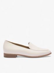 Kremowo-białe mokasyny ze skóry licowej. Brązowe mokasyny Ryłko, bez wzorów, ze skóry, z okrągłym noskiem. Za 349.99 zł.