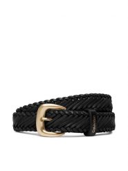 Calvin Klein Pasek Damski Braided Logo Buckle 25Mm LV04F7087G Czarny. Czarne paski Calvin Klein, bez wzorów, ze skóry. Za 269.99 zł.