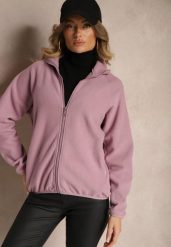 Fioletowa Bluza z Zapięciem na Suwak Kieszeniami i Stójką Esandria. Fioletowe bluzy Renee, l, bez wzorów, z jeansu, klasyczne, bez ramiączek, bez kaptura. Za 44.99 zł.