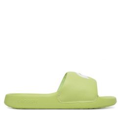 Klapki Lacoste. Zielone klapki Lacoste, bez wzorów, bez obcasa, bez zapięcia. Za 231.99 zł.