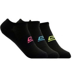 Skarpetki sportowe damskie 3pk Womens Microfiber Non Terry No Show. Czarne skarpetki Skechers, bez wzorów, z materiału. Za 79.99 zł.