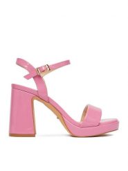 DeeZee Sandały CEO-SS22-049 Różowy. Czerwone sandały DeeZee, bez wzorów, z materiału, bez obcasa, na słupku, bez zapięcia. Za 159.99 zł.