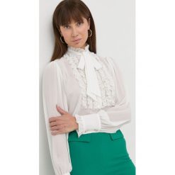 Elisabetta Franchi bluzka damska kolor biały gładka. Białe bluzki Elisabetta Franchi, bez wzorów, z materiału, bez kołnierzyka, bez ramiączek. Za 1,359.90 zł.