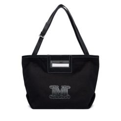 Torebka Max Mara Beachwear. Czarne shopper bag Max Mara Beachwear, bez wzorów, bez dodatków. Za 1,024.00 zł.
