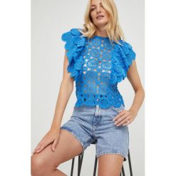 Answear Lab bluzka damska gładka. Niebieskie bluzki Answear Lab, l, bez wzorów, z tkaniny, bez kołnierzyka, bez ramiączek. W wyprzedaży za 144.99 zł.