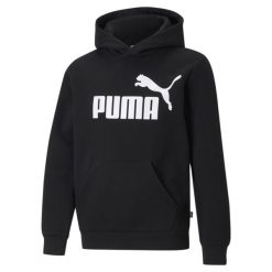 Młodzieżowa bluza z kapturem z dużym logo Essentials PUMA Black. Biała bluzy Puma, m, bez wzorów, klasyczne, bez ramiączek, z kapturem. W wyprzedaży za 167.10 zł.