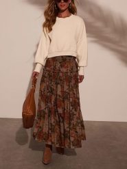 Milan Kiss Spódnica w kolorze jasnobrązowym rozmiar: S. Brązowe spódnice Milan Kiss, na co dzień, s, z aplikacjami, midi, proste. Za 160.58 zł.