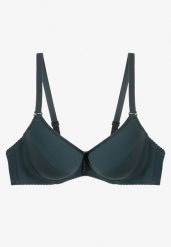 Ciemnozielony Biustonosz Typu Full Cup z Regulowanymi Ramiączkami Crisanta. Zielone biustonosze Born2be, bez wzorów, z satyny. Za 39.99 zł.
