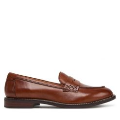 Mokasyny Tamaris. Brązowe mokasyny Tamaris, bez wzorów. Za 259.99 zł.