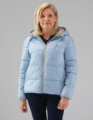 Niebieska kurtka z kapturem. Niebieskie kurtki Unisono, s, bez wzorów, z tkaniny, z kapturem. Za 369.00 zł.