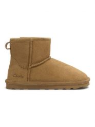 Clarks Skórzane botki zimowe w kolorze jasnobrązowym rozmiar: 41. Brązowe botki Clarks, bez wzorów, ze skóry, bez obcasa, bez zapięcia. Za 213.99 zł.