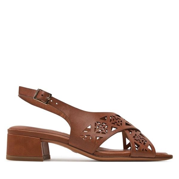 Sandały Tamaris. Brązowe sandały Tamaris, bez wzorów, bez obcasa, na płaskiej podeszwie, bez zapięcia. Za 349.99 zł.