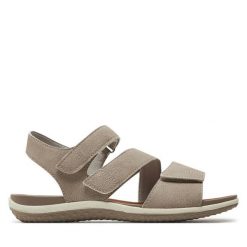 Sandały Geox. Brązowe sandały Geox, bez wzorów, bez obcasa, na płaskiej podeszwie, bez zapięcia. Za 379.99 zł.