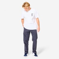 Spodnie chinos na deskorolkę CN500 Heavy szare. Szare chinosy Decathlon, bez wzorów, z bawełny, sportowe. Za 139.99 zł.