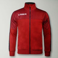 Kurtka Junior Aktywności Outdoor Czerwono-Ciemnoszara. Czerwone kurtki LEGEA, m, bez wzorów, z poliesteru, młodzieżowe, bez kaptura. Za 72.00 zł.