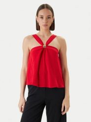 Morgan Bluzka 261-OGALAN Czerwony Regular Fit. Czerwone bluzki Morgan, bez wzorów, z syntetyku, bez kołnierzyka, bez ramiączek. Za 229.99 zł.