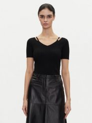 HUGO Bluzka Shata 50538223 Czarny Slim Fit. Czarne bluzki Hugo, xl, bez wzorów, z wiskozy, bez kołnierzyka, bez ramiączek. Za 399.99 zł.