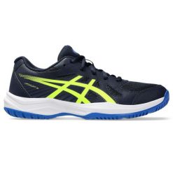 Buty halowe Asics Upcourt 6 GS. Niebieskie buty do biegania ASICS, bez wzorów, bez zapięcia, do biegania. Za 257.50 zł.