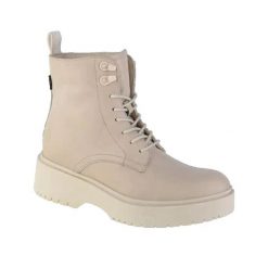 Beżowe skórzane buty Levi's Bria dla kobiet. Białe trekkingi Levi's, bez wzorów, z materiału, bez zapięcia, trekkingowe. Za 465.85 zł.