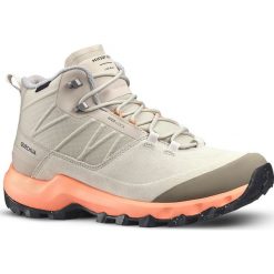 Buty turystyczne damskie Quechua MH500 Mid wodoodporne. Brązowe buty trekkingowe QUECHUA, z kauczuku, bez zapięcia. Za 329.99 zł.