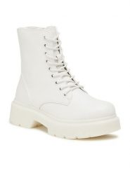 Jenny Fairy Trapery H21B1003-6 Biały. Białe traperki Jenny Fairy, bez wzorów, ze skóry, bez obcasa, bez zapięcia. Za 159.99 zł.