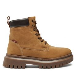 Trapery Levi's®. Brązowe traperki bez wzorów, bez obcasa, bez zapięcia. Za 379.99 zł.