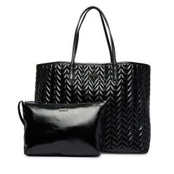 Torebka Guess. Czarne shopper bag Guess, z aplikacjami, bez dodatków. Za 719.99 zł.
