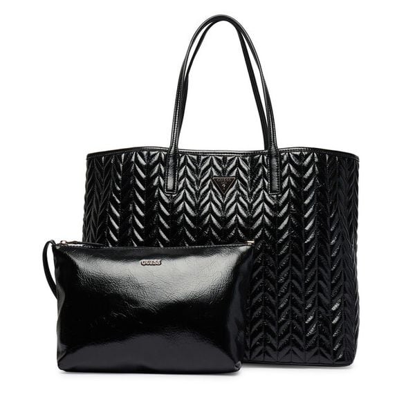 Torebka Guess. Czarne shopper bag Guess, z aplikacjami, bez dodatków. Za 453.99 zł.