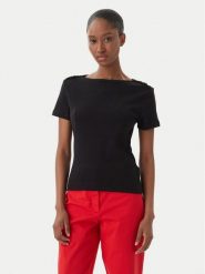 Tommy Hilfiger T-Shirt WW0WW49250 Czarny Slim Fit. Czarne t-shirty Tommy Hilfiger, xxs, bez wzorów, z bawełny, bez kołnierzyka, bez ramiączek. Za 289.99 zł.