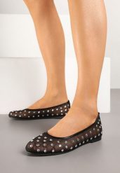 Czarne Balerinki Siateczkowe z Cyrkoniami All Over Annilea. Czarne baleriny Renee, z aplikacjami, z jeansu, eleganckie, bez obcasa, bez zapięcia. Za 89.99 zł.