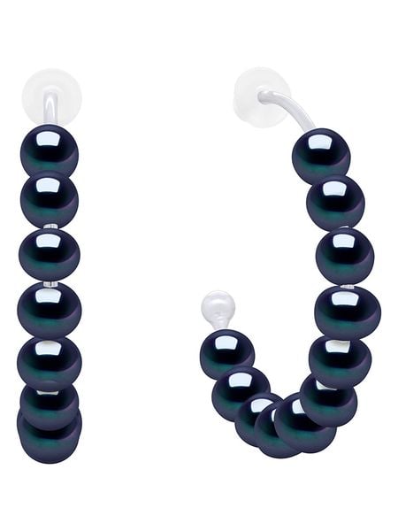 Pearline Srebrne kolczyki-półkreole z perłami rozmiar: onesize. Czarne kolczyki Pearline, z perłą, srebrne. Za 217.99 zł.