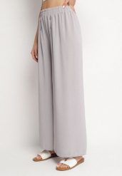 Szare Szerokie Spodnie z Bawełną Wysokim Stanem i Guzikami Avelritia. Szare jeansy Born2be, l, bez wzorów, z bawełny, eleganckie, z podwyższonym stanem. Za 69.99 zł.