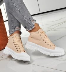 Damskie trampki sznurowane Beżowe /F5-3 10251 S314/ 39. Brązowe trampki NoName, bez wzorów, bez zapięcia. Za 69.90 zł.