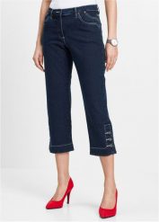 Dżinsy rybaczki. Niebieskie jeansy bonprix, bez wzorów, z jeansu, eleganckie. Za 114.99 zł.