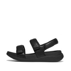 Klapki na koturnie z regulowanym paskiem na plecach damskie FitFlop F-Mode Go. Czarne klapki FIT FLOP, bez wzorów, bez obcasa, na koturnie, bez zapięcia. Za 489.50 zł.