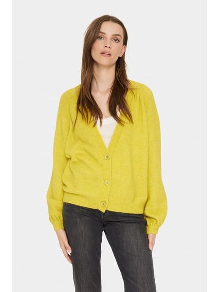 SAINT TROPEZ Kardigan "Saint Tropez" w kolorze zielonym rozmiar: S. Zielone swetry Saint Tropez, s, bez wzorów, ze splotem, bez ramiączek. Za 122.67 zł.