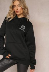 Czarna Klasyczna Bluza z Kieszenią i Kapturem oraz Nadrukiem Asolita. Czarne bluzy Renee, l, bez wzorów, z bawełny, klasyczne, bez ramiączek, z kapturem. W wyprzedaży za 63.99 zł.