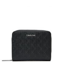 Calvin Klein Mały Portfel Damski Ck Must Medium Zip Around_Mono K60K612825 Czarny. Czarne portfele Calvin Klein, bez wzorów, ze skóry. Za 169.99 zł.