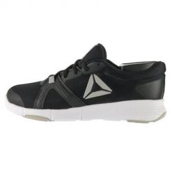 Buty do chodzenia damskie Reebok Flexile. Czarne buty treningowe Reebok, bez wzorów, z materiału, bez zapięcia, trekkingowe. Za 255.00 zł.