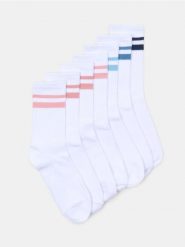 Prążkowane skarpetki z bawełną 7 pack - biały. Białe skarpetki Sinsay, bez wzorów, z bawełny. Za 22.99 zł.