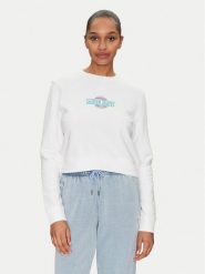 Guess Jeans Bluza W5GQ20 K68I4 Biały Regular Fit. Białe bluzy Guess Jeans, xxl, z aplikacjami, z bawełny, bez kaptura. Za 169.99 zł.