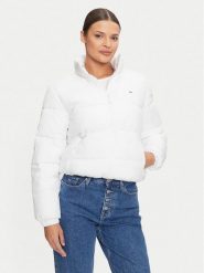 Tommy Jeans Kurtka puchowa Essential DW0DW18827 Biały Regular Fit. Białe kurtki Tommy Jeans, m, bez wzorów, z jeansu, bez kaptura. Za 449.99 zł.