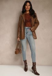 Niebieskie Jeansy Skinny Regular Waist z Bawełną Tevirsa. Niebieskie jeansy Renee, l, bez wzorów, z bawełny, eleganckie. Za 99.99 zł.