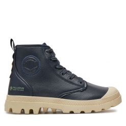 Trapery Palladium. Niebieskie traperki Palladium, bez wzorów, bez obcasa, bez zapięcia. Za 579.99 zł.